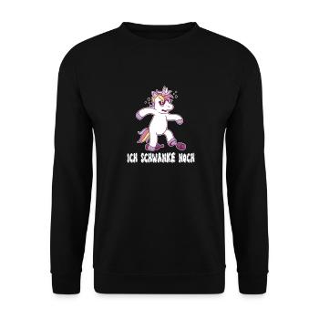 Einhorn saufen | Ich schwanke noch | Unicorn Party - Unisex Pullover - Schwarz - Vorne - Alina (178cm) & Michal (187cm)