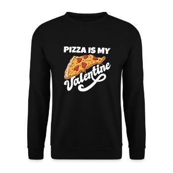 Pizza Is My Valentine Anti Valentine's Day Single - Unisex Pullover - Schwarz - Vorne - Alina (178cm) & Michal (187cm)