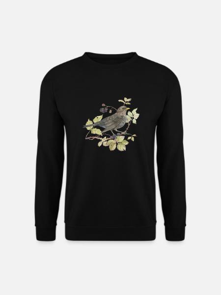 Merle sur branche Dessin à l’aquarelle aimant - Sweat-shirt Unisexe - noir