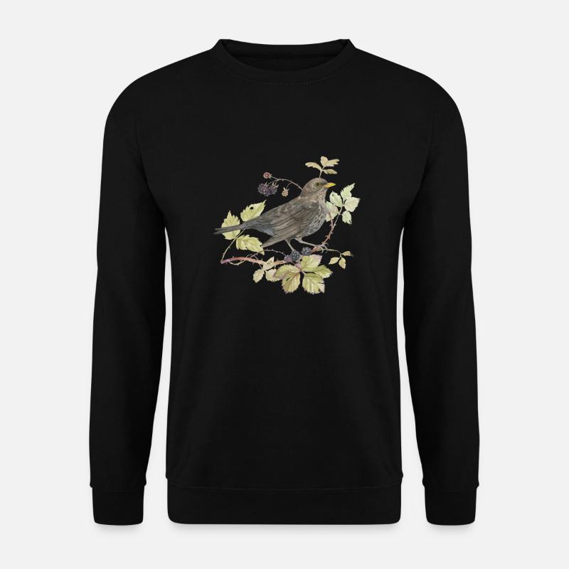 Merle sur branche Dessin à l’aquarelle aimant - Sweat-shirt Unisexe - noir