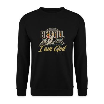Sei still und wisse, dass ich Gott bin Psalm 46,10 - Unisex Pullover - Schwarz - Vorne - Alina (178cm) & Michal (187cm)