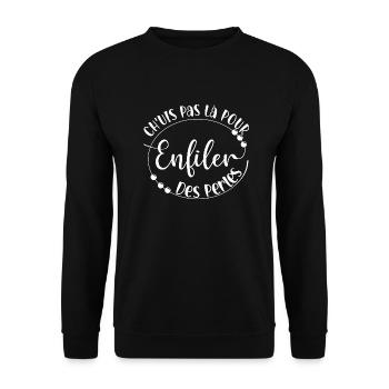 ch'uis pas la pour enfiler des perles - Sweat-shirt Unisexe - noir - Devant - Alina (178cm) & Michal (187cm)