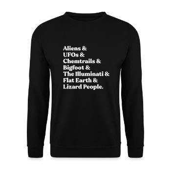 Verschwörungstheorien Starter Pack - Unisex Pullover - Schwarz - Vorne - Alina (178cm) & Michal (187cm)