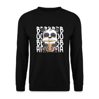 cute kawaii panda drinking boba bubble tea - Unisex Sweatshirt - black - Front - Alina (178cm) & Michal (187cm)