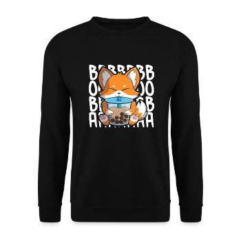 boba foxcute kawaii fox drinking bubble tea - Unisex Sweatshirt - black - Front - Alina (178cm) & Michal (187cm)