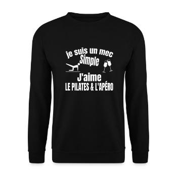 pilates et apéro - Sweat-shirt Unisexe - noir - Devant - Alina (178cm) & Michal (187cm)
