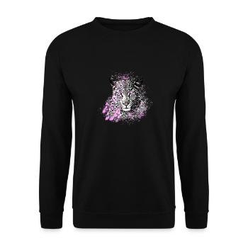 léopard, chat, chat sauvage, graffiti, peinture, rose - Sweat-shirt Unisexe - noir - Devant - Alina (178cm) & Michal (187cm)