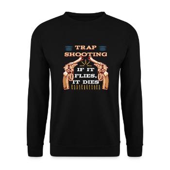 Lustiger Tontaubenschießen Spruch und - Unisex Pullover - Schwarz - Vorne - Alina (178cm) & Michal (187cm)