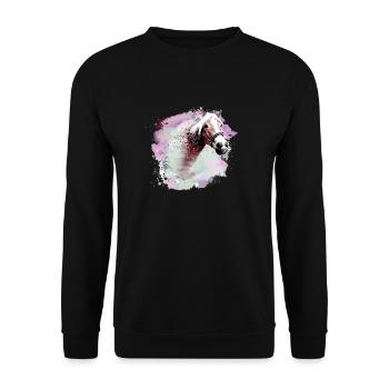 pferd,haflinger, graffiti, aquarell, pferde,bunt - Unisex Pullover - Schwarz - Vorne - Alina (178cm) & Michal (187cm)