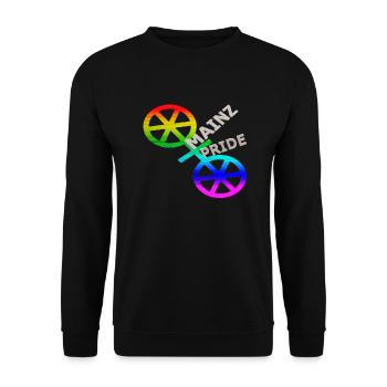 CSD Mainz Gay Pride coat of arms six-spoke wheels - Unisex Sweatshirt - black - Front - Alina (178cm) & Michal (187cm)