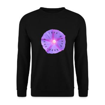 Love, Peace and Happiness - Unisex Pullover - Schwarz - Vorne - Alina (178cm) & Michal (187cm)