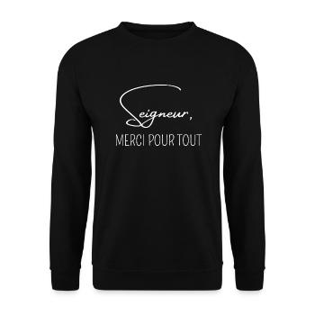 seigneur merci pour tout - Sweat-shirt Unisexe - noir - Devant - Alina (178cm) & Michal (187cm)
