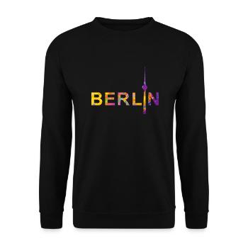 Berlin mit Fernsehturm - Unisex Pullover - Schwarz - Vorne - Alina (178cm) & Michal (187cm)