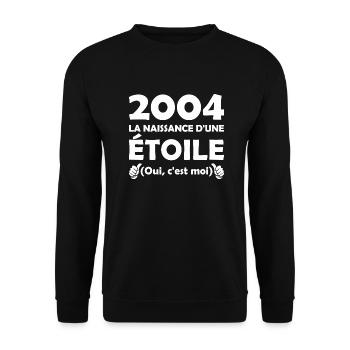 anniversaire année 2004 / naissance d'une étoile - Sweat-shirt Unisexe - noir - Devant - Alina (178cm) & Michal (187cm)