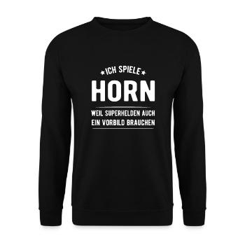 Horn - Unisex Pullover - Schwarz - Vorne - Alina (178cm) & Michal (187cm)