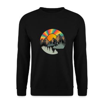 Sonnige Berggipfel - Unisex Pullover - Schwarz - Vorne - Alina (178cm) & Michal (187cm)