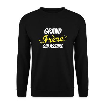 Grand frère qui assure / super grand-frère - Sweat-shirt Unisexe - noir - Devant - Alina (178cm) & Michal (187cm)