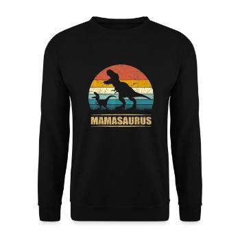 Mamasaurus Dino Dinosaurier Tyrannosaurus TRex - Unisex Pullover - Schwarz - Vorne - Alina (178cm) & Michal (187cm)