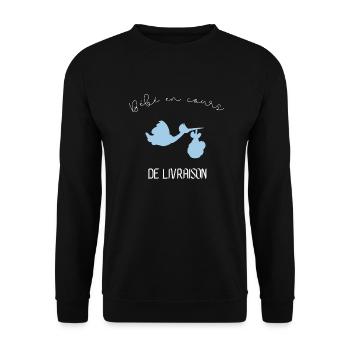 bébé en cours de livraison garçon - Sweat-shirt Unisexe - noir - Devant - Alina (178cm) & Michal (187cm)