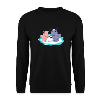hippo hippo polar bear north pole cold winter snow - Unisex Sweatshirt - black - Front - Alina (178cm) & Michal (187cm)