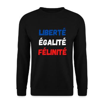 Liberté égalité félinité - Sweat-shirt Unisexe - noir - Devant - Alina (178cm) & Michal (187cm)