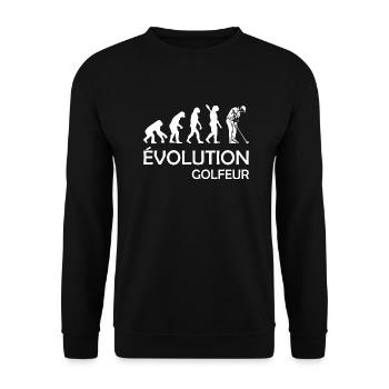 évolution golfeur / humour golfeur - Sweat-shirt Unisexe - noir - Devant - Alina (178cm) & Michal (187cm)