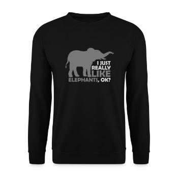 Zitat really like elephants - Unisex Pullover - Schwarz - Vorne - Alina (178cm) & Michal (187cm)