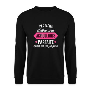 agricultrice parfaite / humour agricultrice - Sweat-shirt Unisexe - noir - Devant - Alina (178cm) & Michal (187cm)