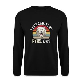 Large Pyrenean Dog Retro Vintage - Unisex Sweatshirt - black - Front - Alina (178cm) & Michal (187cm)