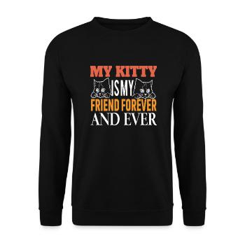 cat MY KITTY IS MY FRIEND FOREVER AND EVER - Unisex Sweatshirt - black - Front - Alina (178cm) & Michal (187cm)