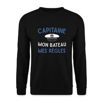 Capitaine mon bateau mes règles cadeau marin homme - Sweat-shirt Unisexe - noir - Devant - Alina (178cm) & Michal (187cm)