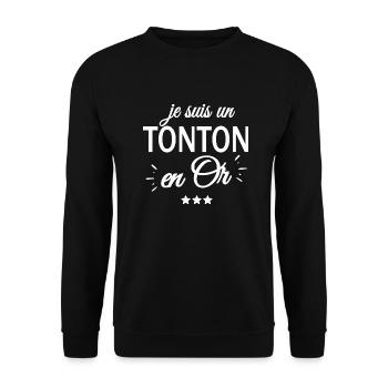 je suis un tonton en or / cadeau humour tonton - Sweat-shirt Unisexe - noir - Devant - Alina (178cm) & Michal (187cm)