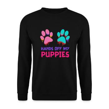 Les amoureux des chiens ne touchent pas mes chiots - Sweat-shirt Unisexe - noir - Devant - Alina (178cm) & Michal (187cm)