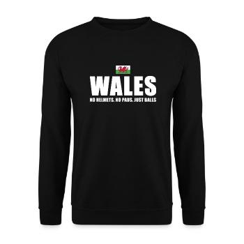 No Helmets No Pads Just Balls Wales Rugby - Unisex Sweatshirt - black - Front - Alina (178cm) & Michal (187cm)