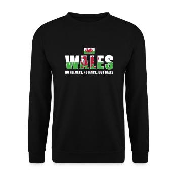 No Helmets No Pads Just Balls Wales Rugby - Unisex Sweatshirt - black - Front - Alina (178cm) & Michal (187cm)