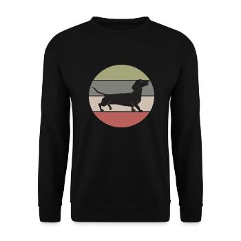 Vintage Dackel - Unisex Pullover - Schwarz - Vorne - Alina (178cm) & Michal (187cm)