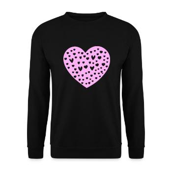 Herz Symbol Liebe süß Herzen rosa Zeichnung 11 - Unisex Pullover - Schwarz - Vorne - Alina (178cm) & Michal (187cm)
