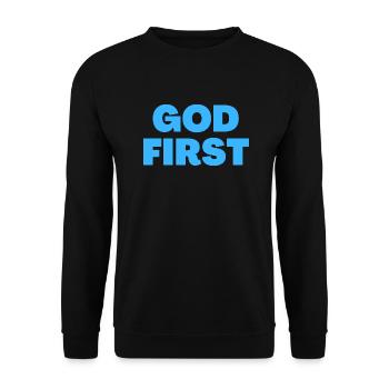God First - Christian Quotes - Unisex Sweatshirt - black - Front - Alina (178cm) & Michal (187cm)