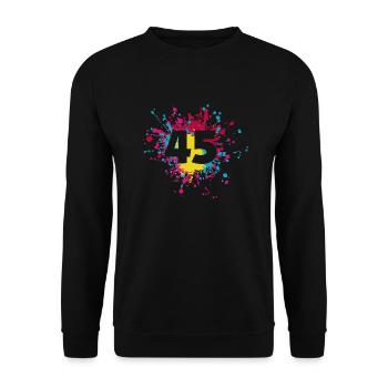 Numéro 45e éclaboussure de couleur - Sweat-shirt Unisexe - noir - Devant - Alina (178cm) & Michal (187cm)