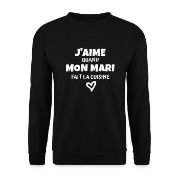 j aime mon mari / humour épouse - Sweat-shirt Unisexe - noir - Devant - Alina (178cm) & Michal (187cm)