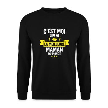 c est moi qui ai la meilleure maman du monde - Sweat-shirt Unisexe - noir - Devant - Alina (178cm) & Michal (187cm)