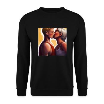 LGBT Queer kiss 🌈🌈 - Unisex Sweatshirt - black - Front - Alina (178cm) & Michal (187cm)
