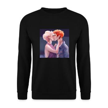 LGBT Queer kiss 🌈🌈 - Unisex Sweatshirt - black - Front - Alina (178cm) & Michal (187cm)