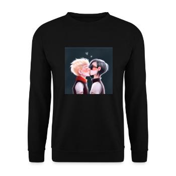 LGBT Queer kiss 🌈🌈 - Unisex Sweatshirt - black - Front - Alina (178cm) & Michal (187cm)