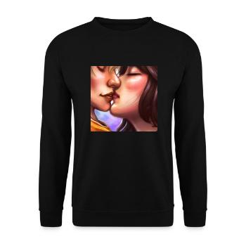 LGBT Queer kiss 🌈🌈 - Unisex Sweatshirt - black - Front - Alina (178cm) & Michal (187cm)