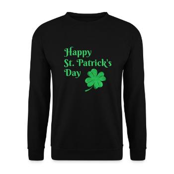Happy St Patrick's Day Irland Feiertag Kleeblatt - Unisex Pullover - Schwarz - Vorne - Alina (178cm) & Michal (187cm)
