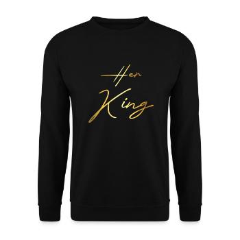 Her King His Queen Couple Gold - Unisex Pullover - Schwarz - Vorne - Alina (178cm) & Michal (187cm)