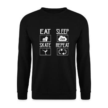 Eat Sleep Skate Repeat Figure Skater Skating - Unisex Pullover - Schwarz - Vorne - Alina (178cm) & Michal (187cm)