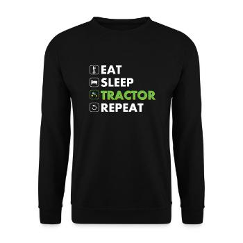 Tractor eat sleep repeat white - Unisex Sweatshirt - black - Front - Alina (178cm) & Michal (187cm)