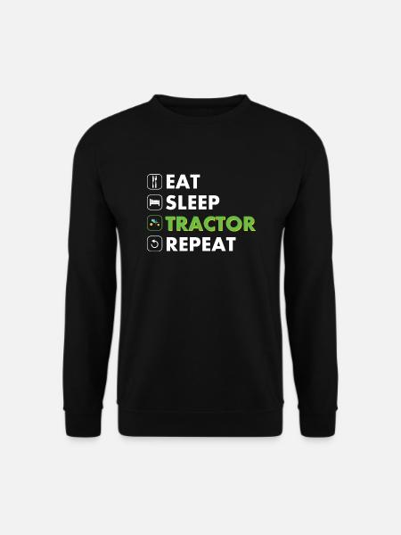 Tractor eat sleep repeat white - Unisex Sweatshirt - black